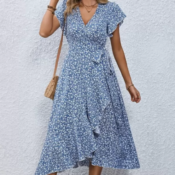 Princesse Fleurie Robe Longue Fleurie Manches Courtes New